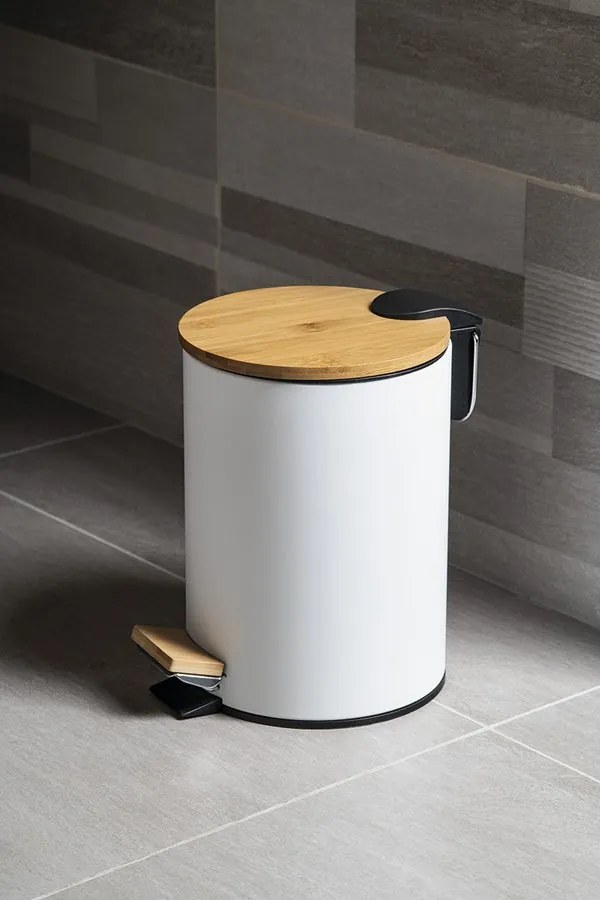 Aqualine Aqualine, BAMBUS odpadkový koš guľatý 3l, biela, BI006