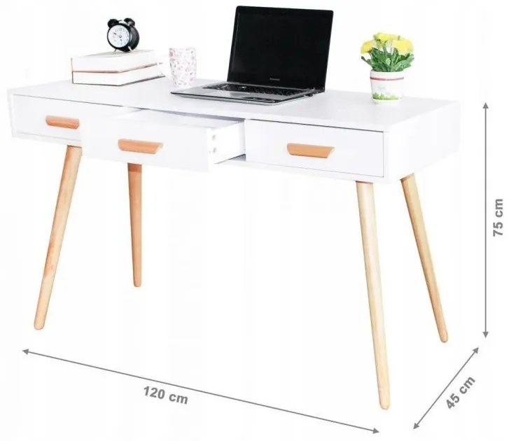 Elegantný drevený stolík s 3 šuflíkmi