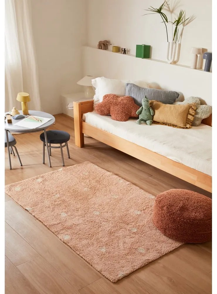 Svetloružový prateľný ručne tkaný bavlnený detský koberec 100x150 cm Mini Dot Rose – Lorena Canals