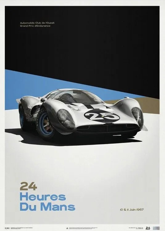 Umelecká tlač Ferrari 412P - White - 24 hours of Le Mans - 1967 - Limited Poster, Automobilist