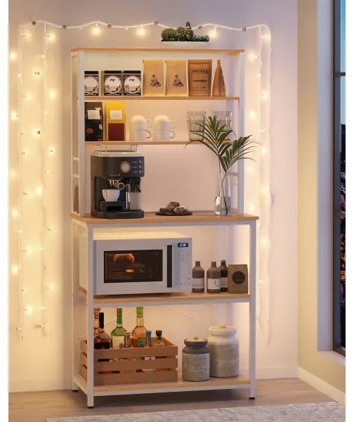 Kuchynský policový regál MARGE hnedá/biela