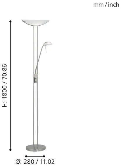 EGLO 85971 - Stmievateľná stojacia lampa BAYA 1xR7s/230W+1xG9/33W matný chróm