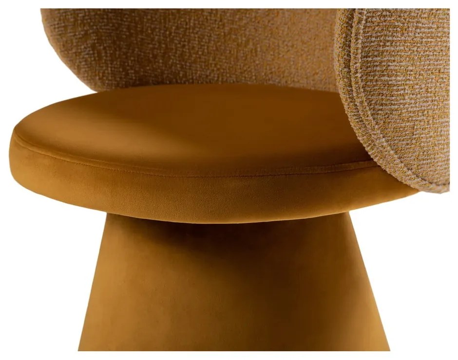 Zamatové kreslo v horčicovej farbe Inez – Micadoni
