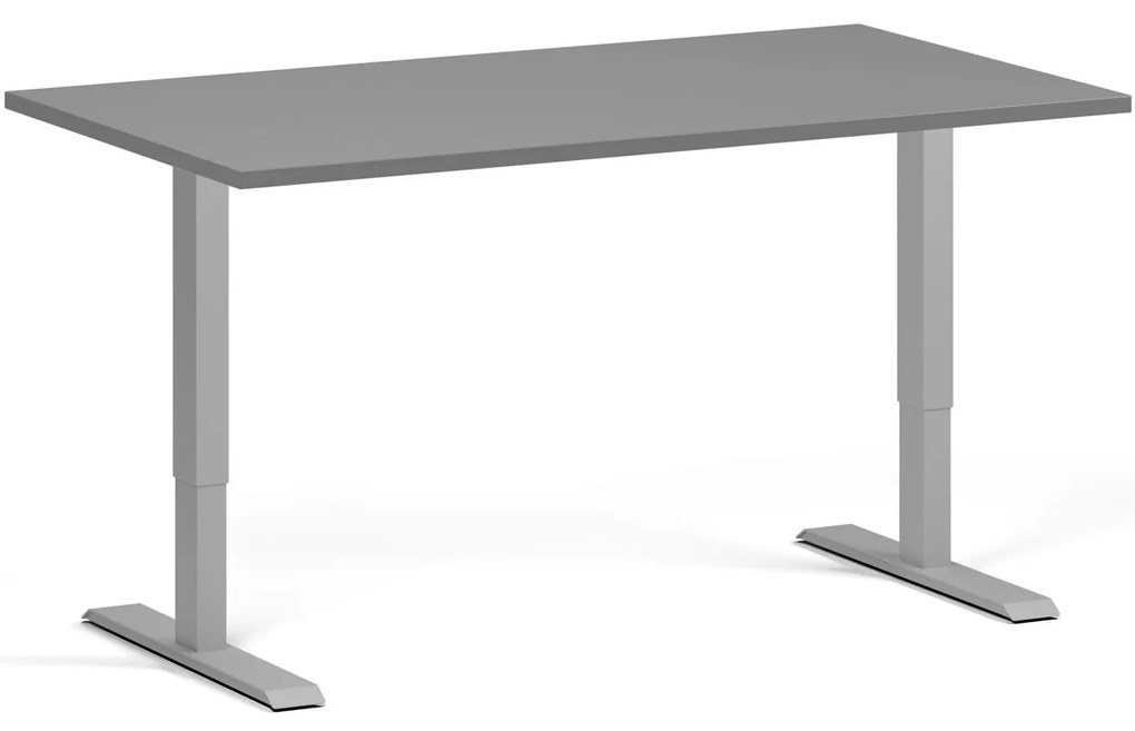 Výškovo nastaviteľný stôl, 140x80 cm, 1 motor, sivá podnož, grafit