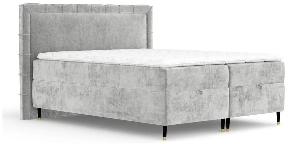 Svetlosivá boxspring posteľ s úložným priestorom 160x200 cm Voyage – Maison de Rêve