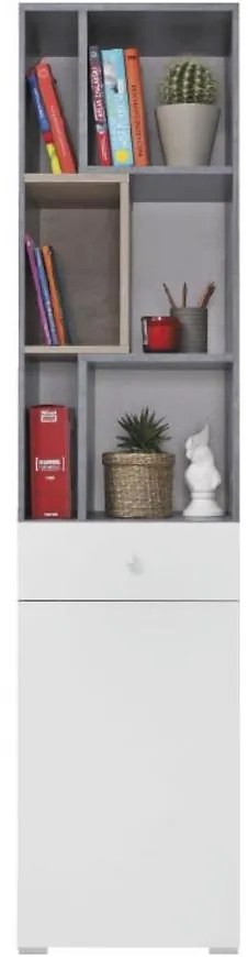 Regál Sigma betón/biela/dub 45 SI8