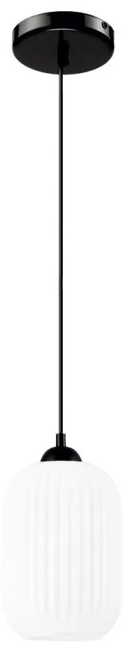Luster na lanku HARMA 1xE27/15W/230V pr. 14 cm biela/čierna