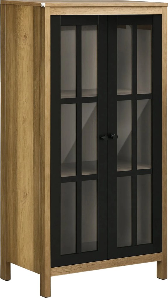 HOMCOM Moderný sklenený bočný stôl, skrinka do obývačky a lounge, 60x35x120cm, hnedá | Aosom