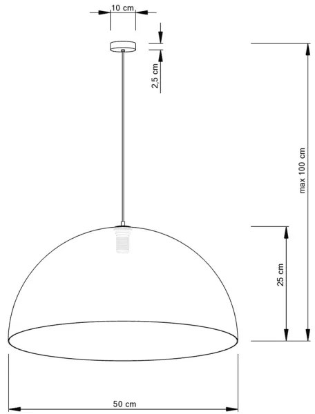 Luster na lanku SFERA 1xE27/60W/230V pr. 50 cm čierna/zlatá