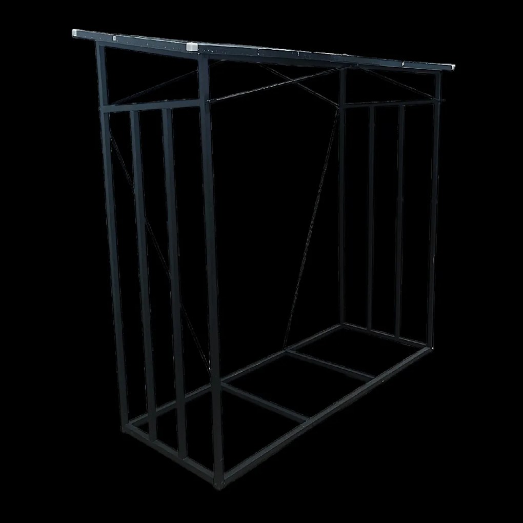 Garden Line KOVOVÝ STOJAN S STRECHOU NA DREVO 185 cm x 70 cm x 185 cm