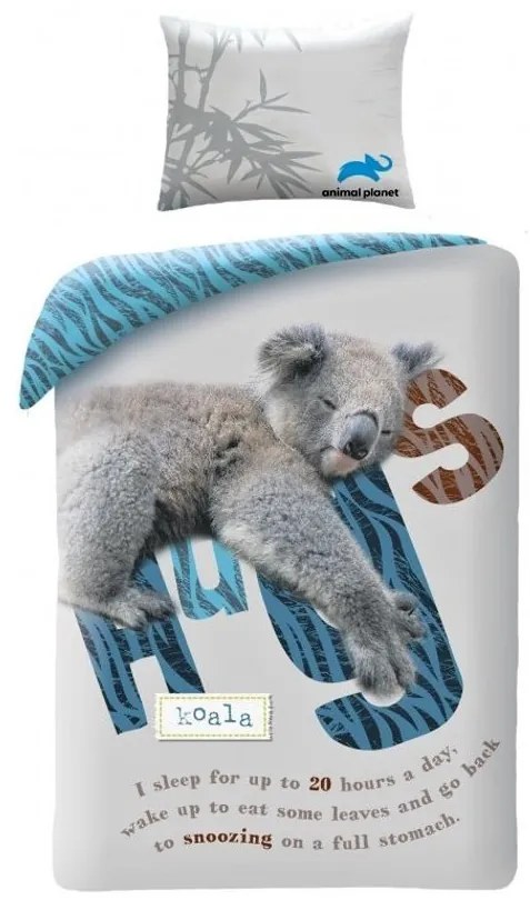 Bavlnené posteľné obliečky Animal Planet - motív Koala - 100% bavlna - 70 x 90 cm + 140 x 200 cm