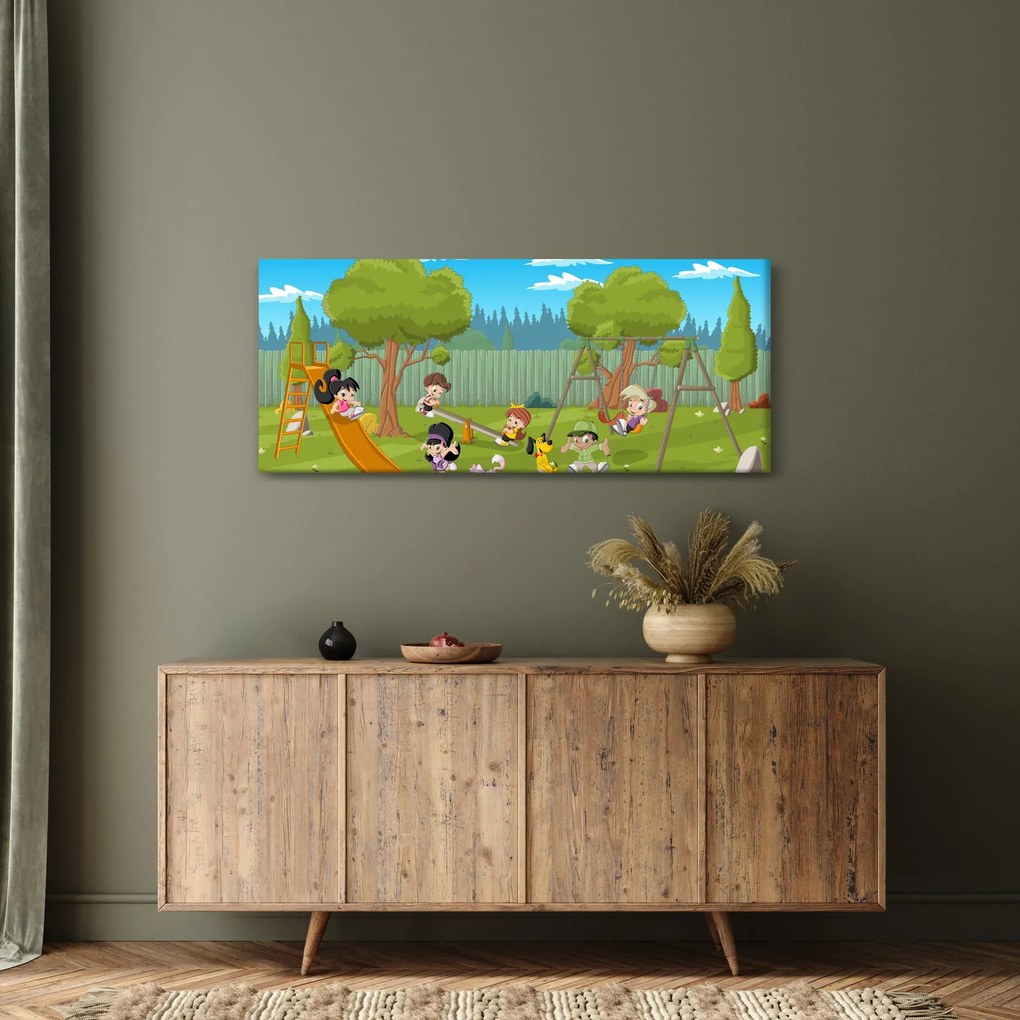 Obraz - Deti na ihrisku (120x50 cm)