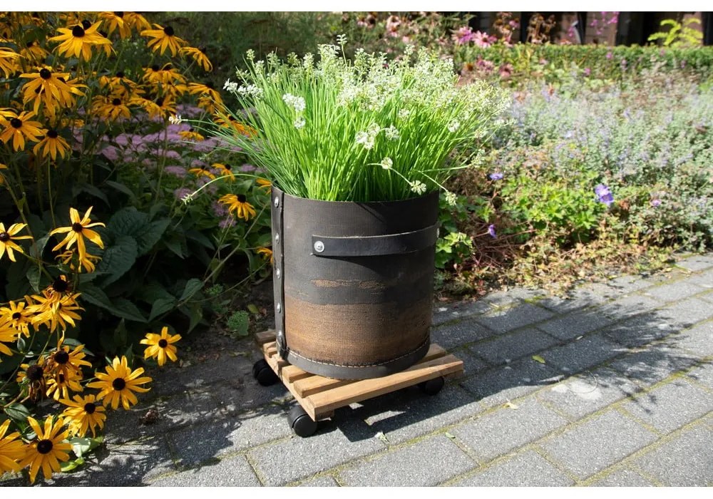 Drevený pojazdný podstavec pod kvetináč (výška 8 cm) Indoor & Outdoor – Esschert Design