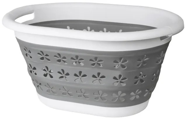 Kôš na bielizeň OVAL COMPACT sivý / biely 25 l