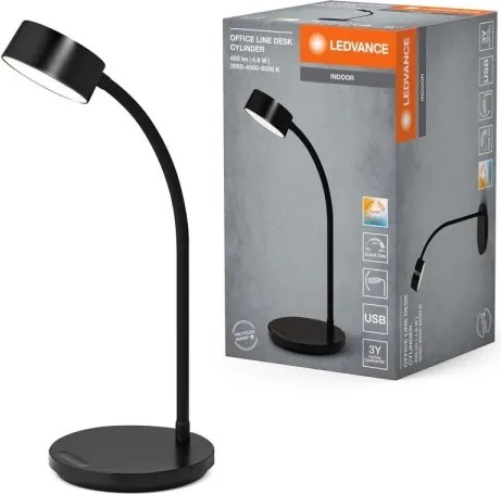 Ledvance - LED stmievateľná dotyková stolová lampa OFFICE LED/4,8W/5V 3000-6500K čierna