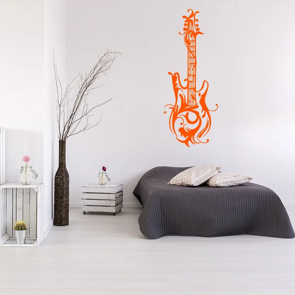Veselá Stena Samolepka Dizajnová gitara Farba: zelená, Veľkosť: 60 x 22 cm