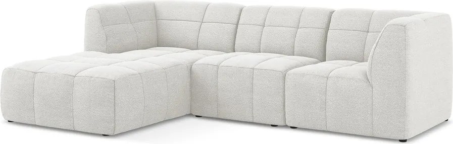 Biela rohová pohovka z textílie buklé (ľavý roh/s leňoškou) Aloha – Makamii