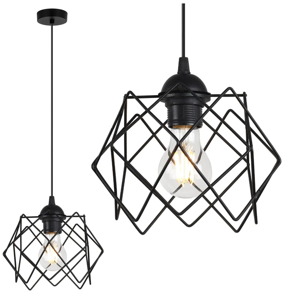 Závesné svietidlo Stella, 1x čierne drôtené tienidlo