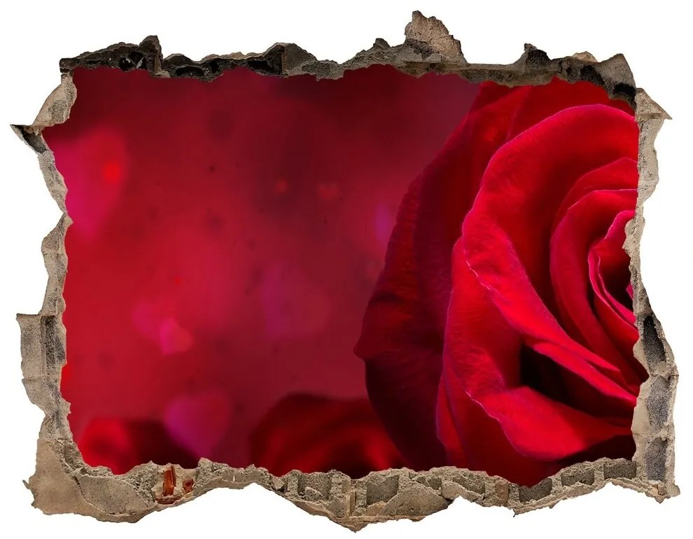 Samolepící díra Červená ruža srdce nd-k-75608886