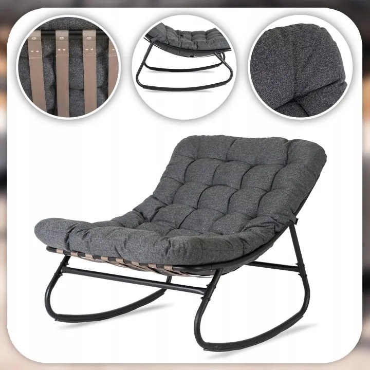 Hojdacie záhradné kreslo na terasu alebo do obývačky, sivé AURORA