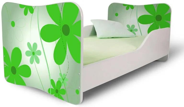 MAXMAX Detská posteľ KVETY zelené + matrac ZADARMO