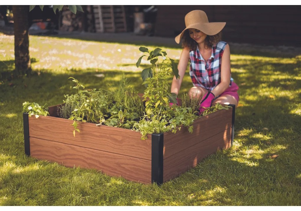 Keter Vyvýšený záhon Maple Square hnedá, 106 x 106 x 32 cm , M
