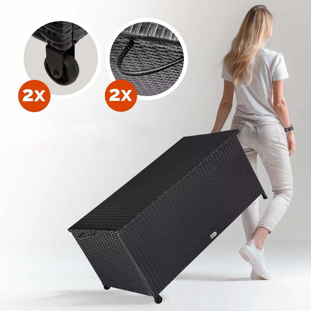 InternetovaZahrada Úložný box s kolieskami 370 L - čierny