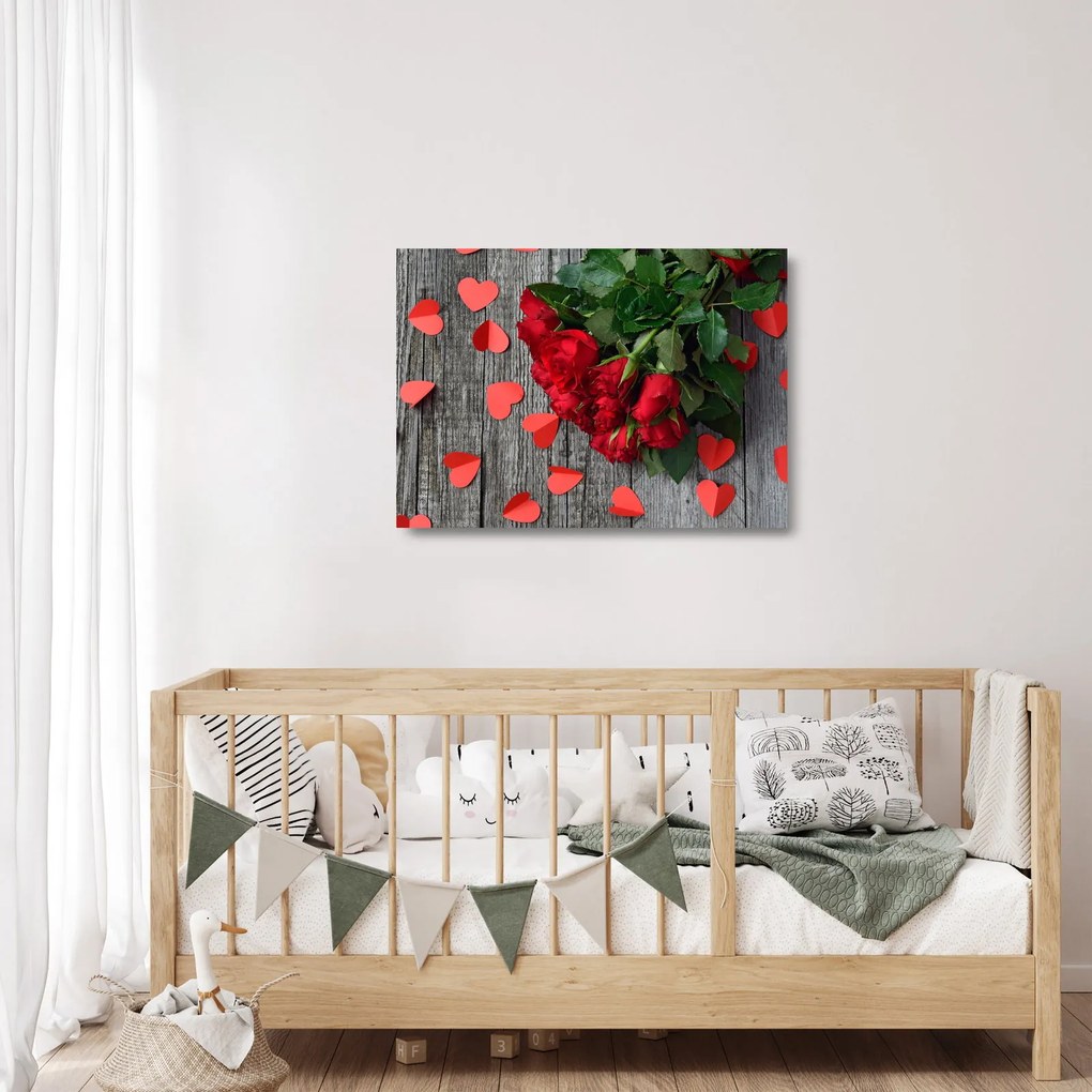Sklenený obraz - kytica ruží (70x50 cm)
