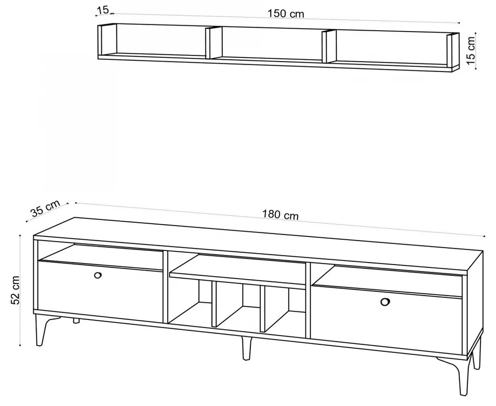 Obývacia stena Drew 180 cm hnedá