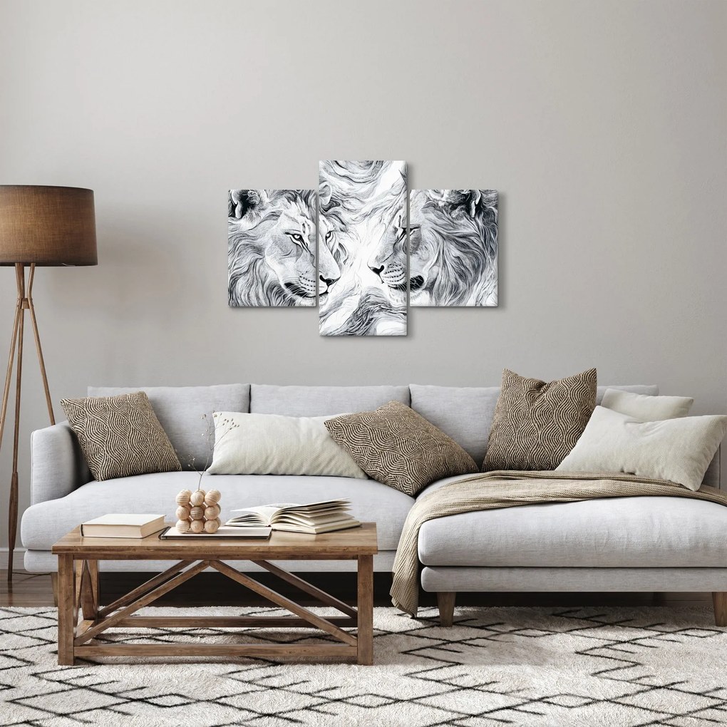 Obraz - Kreslené levie hlavy (90x60 cm)