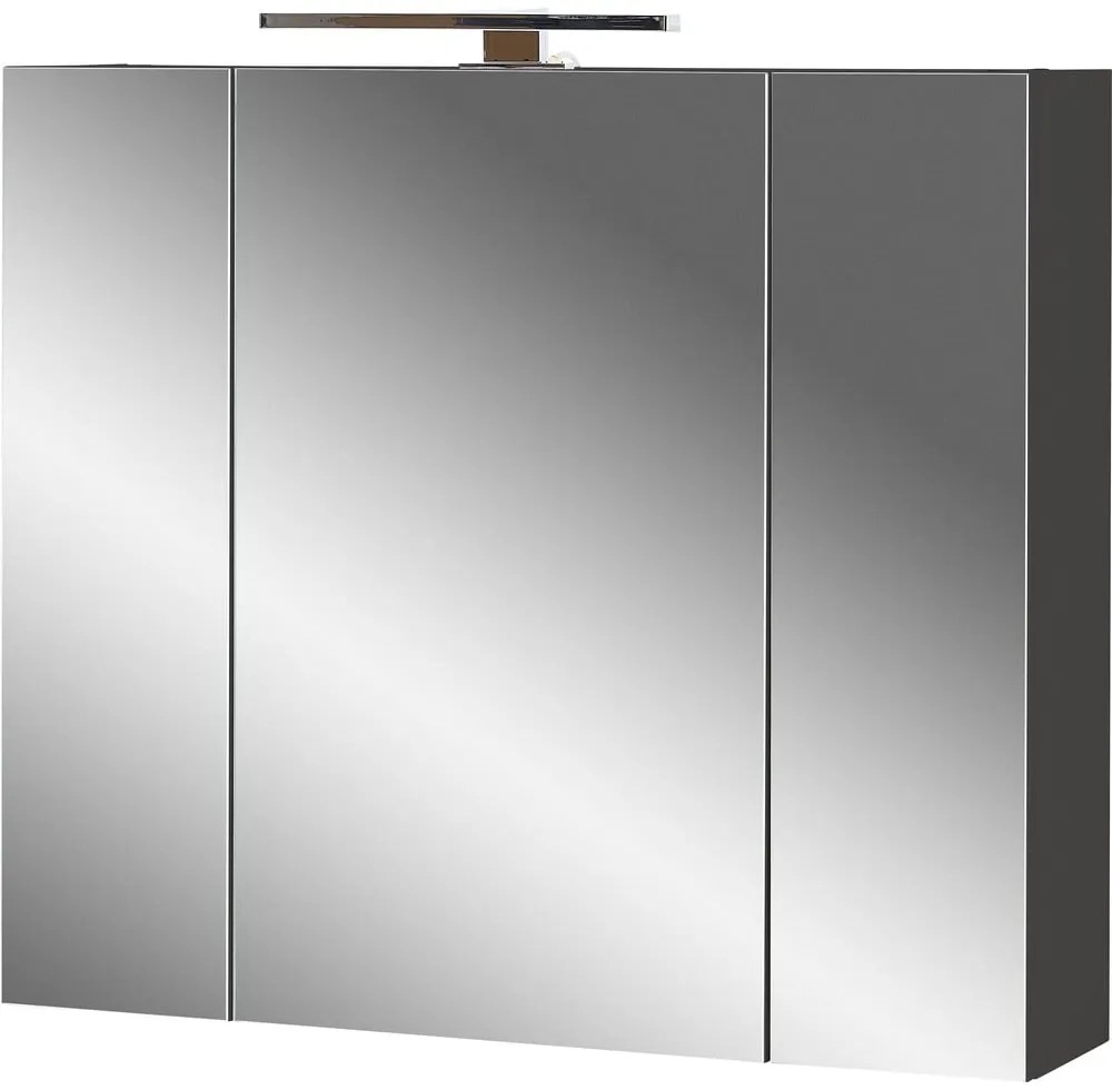 Tmavosivá kúpeľňová skrinka so zrkadlom 76x71 cm - Germania