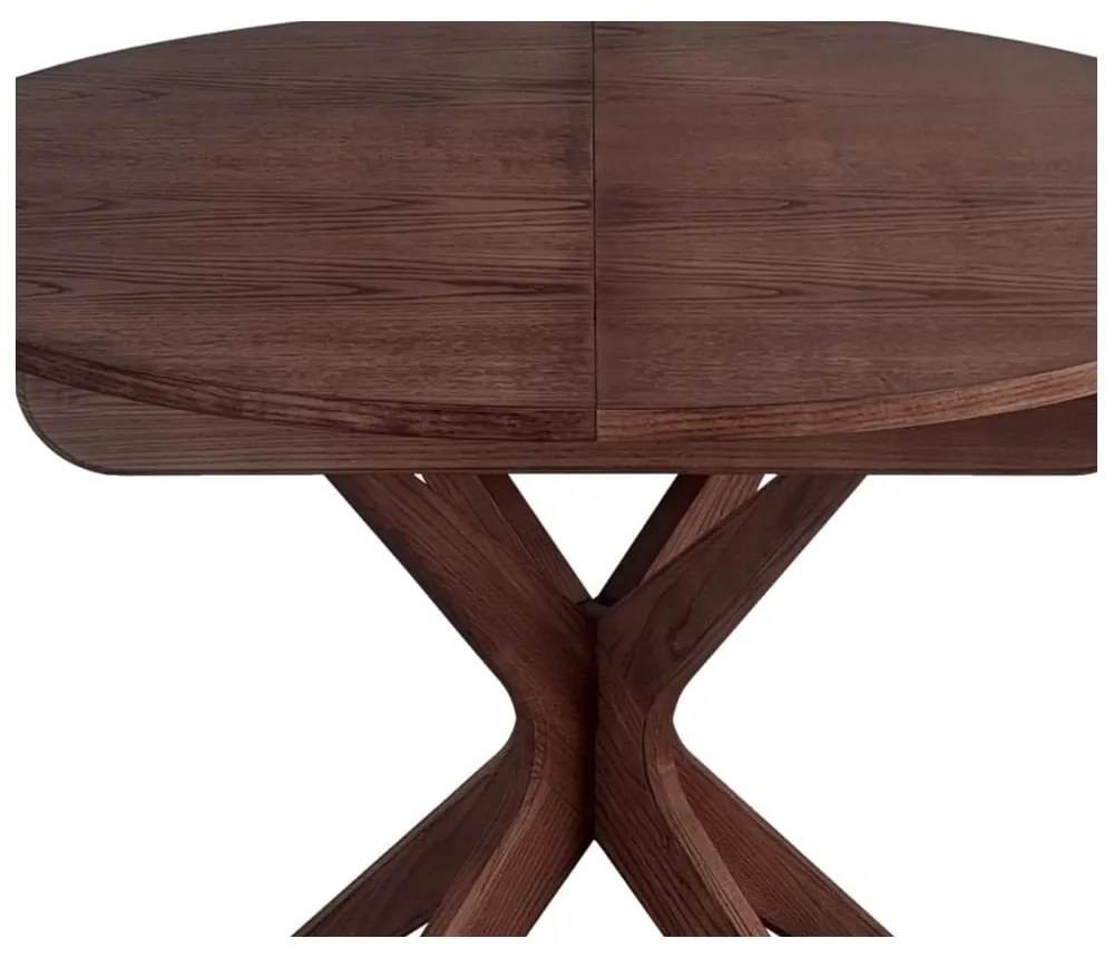 Okrúhly rozkladací jedálenský stôl s prídavnou doskou v dekore orecha ø 90 cm Jubi – Ragaba