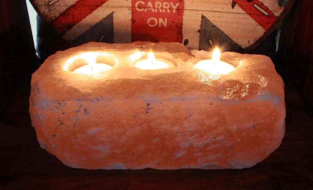 Svietnik z himalájskej soli na čajové sviečky - 3 sviečky