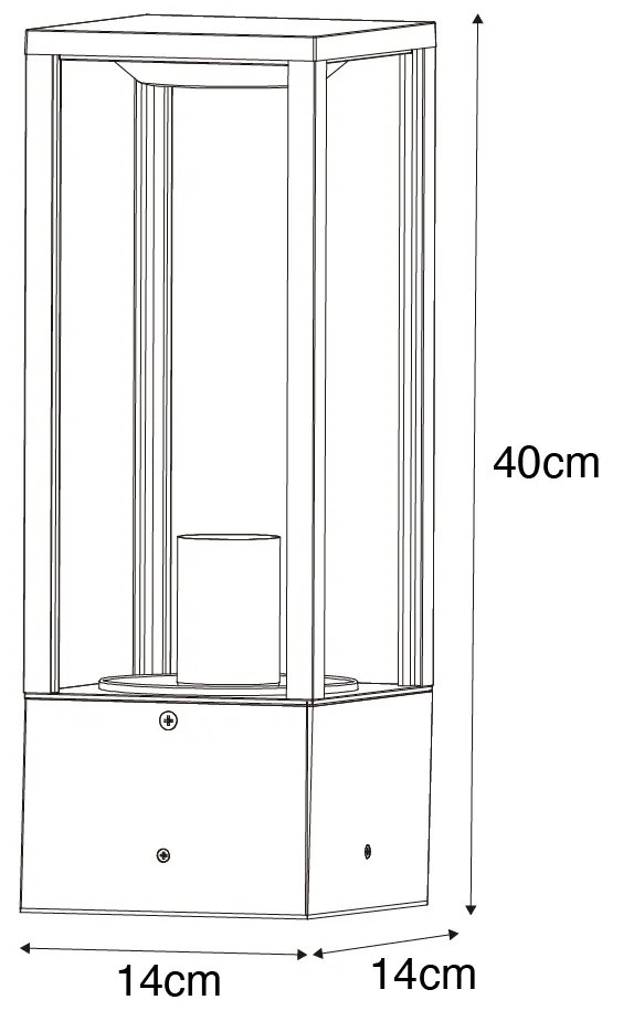 Stojaca vonkajšia lampa čierna s rebrovaným sklom 40 cm IP44 - Charlois