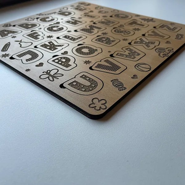 Drevené puzzle - ABECEDA - Sivá