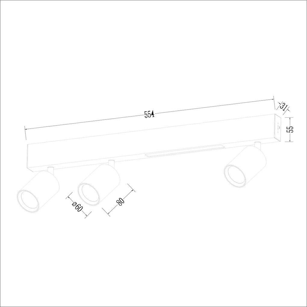 EUlight Stropné svietidlo Magnet, 3x biele kovové tienidlo + 1x LED 5W, w