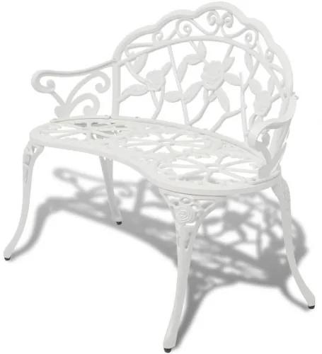 vidaXL Záhradná lavička 100 cm, odlievaný hliník, biela-
