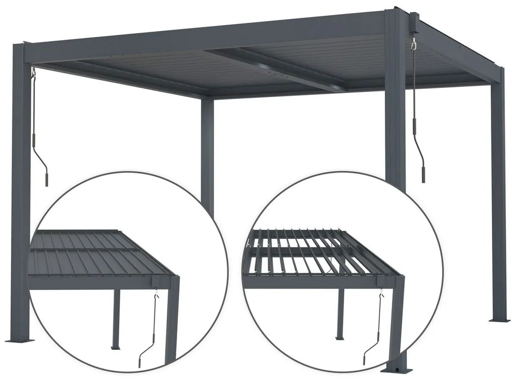 G21 Bioklimatická pergola Austin 3x3 m, antracitová hliníková