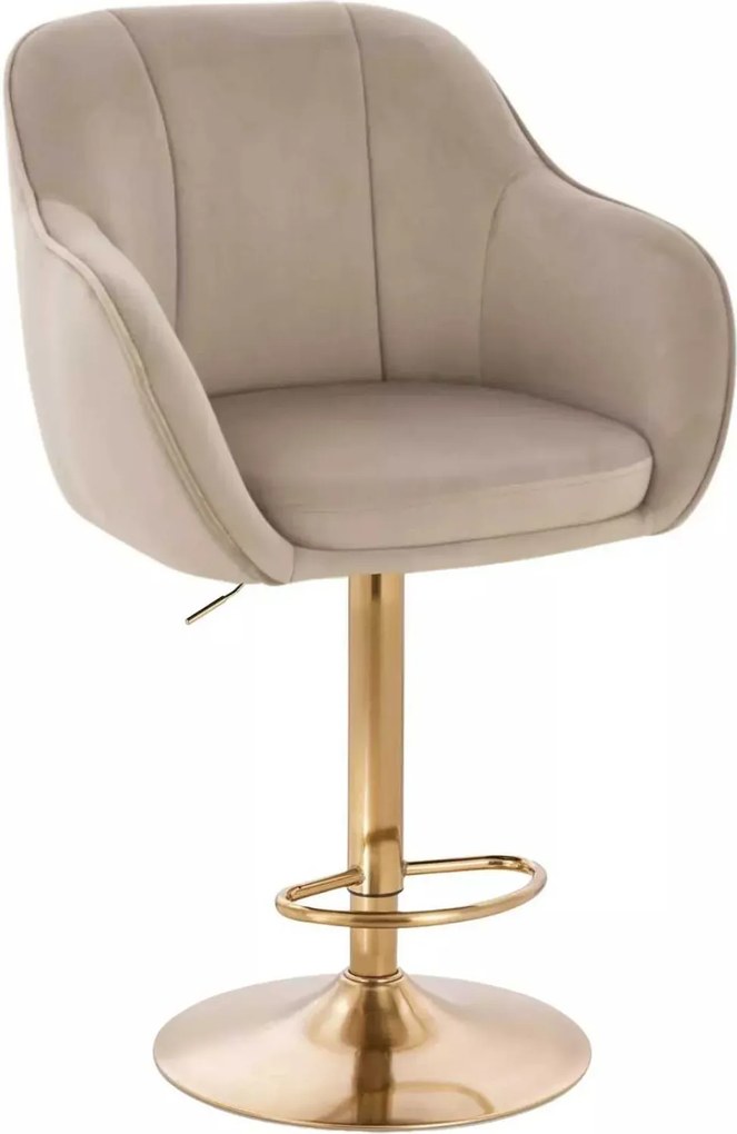 LuxuryForm DESIGN Barová stolička AVOLA VELUR na zlatom tanieri - latte