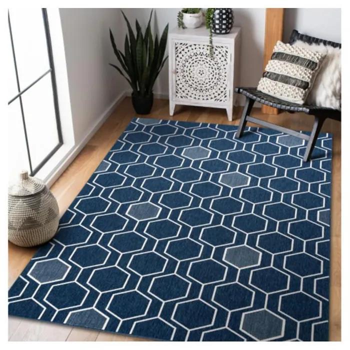 Kusový koberec Hexa modrý 200x290cm