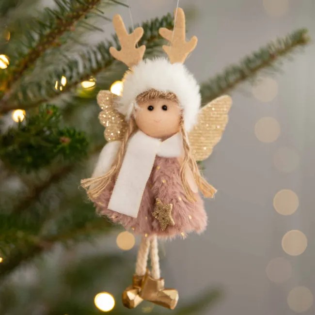 Vianočná ozdoba PLYS ružová bábika 800547