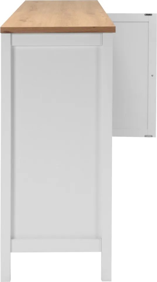 Široká úložná komoda Bergen, biela/dub artisan