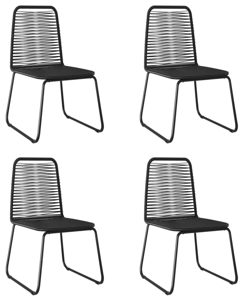 Vonkajšie jedálenské stoličky 4 ks polyratan čierne