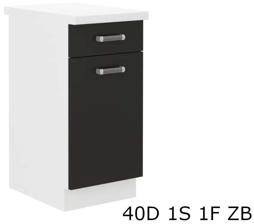 Kuchynská skrinka dolná s pracovnou doskou OMEGA 40D 1S 1F ZB, 40x82x60, čierna/biela