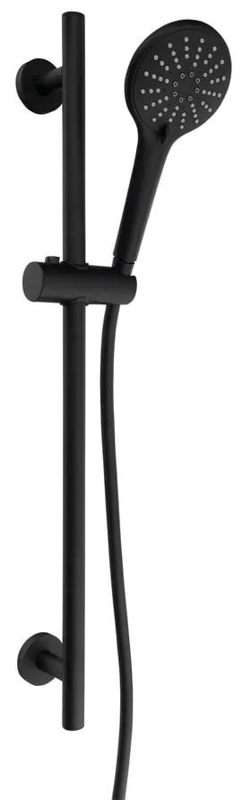 Matne čierna mosadzná sprchová súprava s ručnou sprchou a posuvným držiakom 70 cm – Sapho