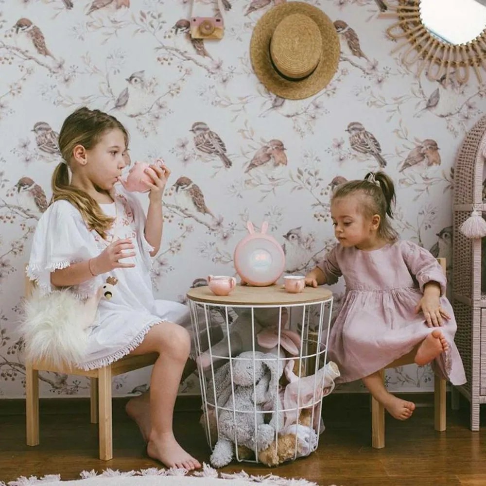 Tapeta vtáky bielo-šedá 280x50 cm