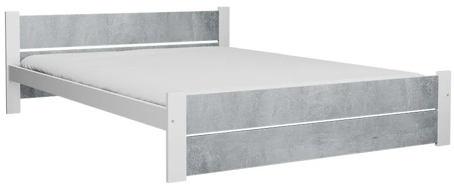 Posteľ IKAROS DOUBLE 120 x 200 cm, betón/biela Rošt: Bez roštu, Matrac: Matrac DELUXE 10 cm