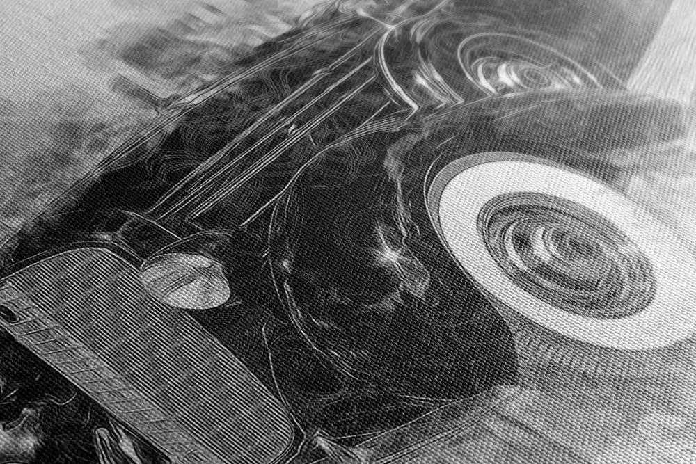 Obraz abstraktné auto v čiernobielom prevedení