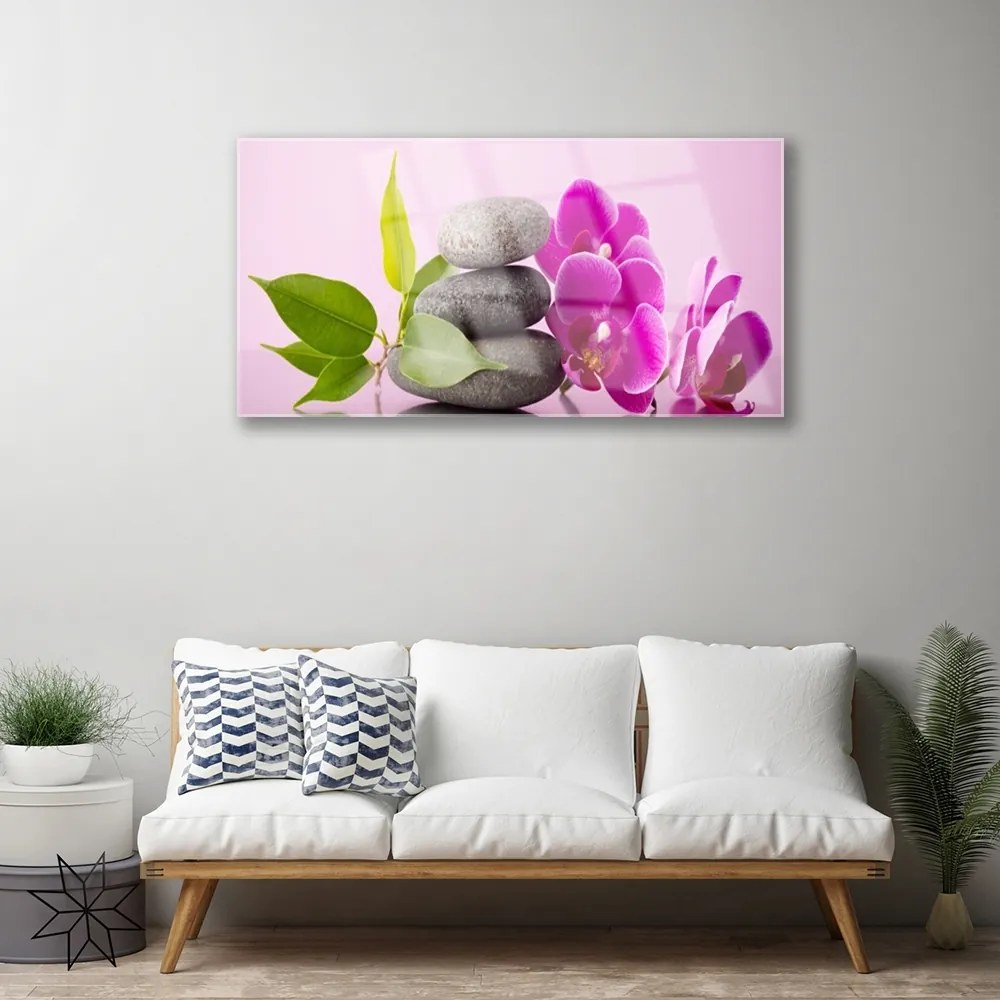 Skleneny obraz Orchidea vstavač kamene 100x50 cm