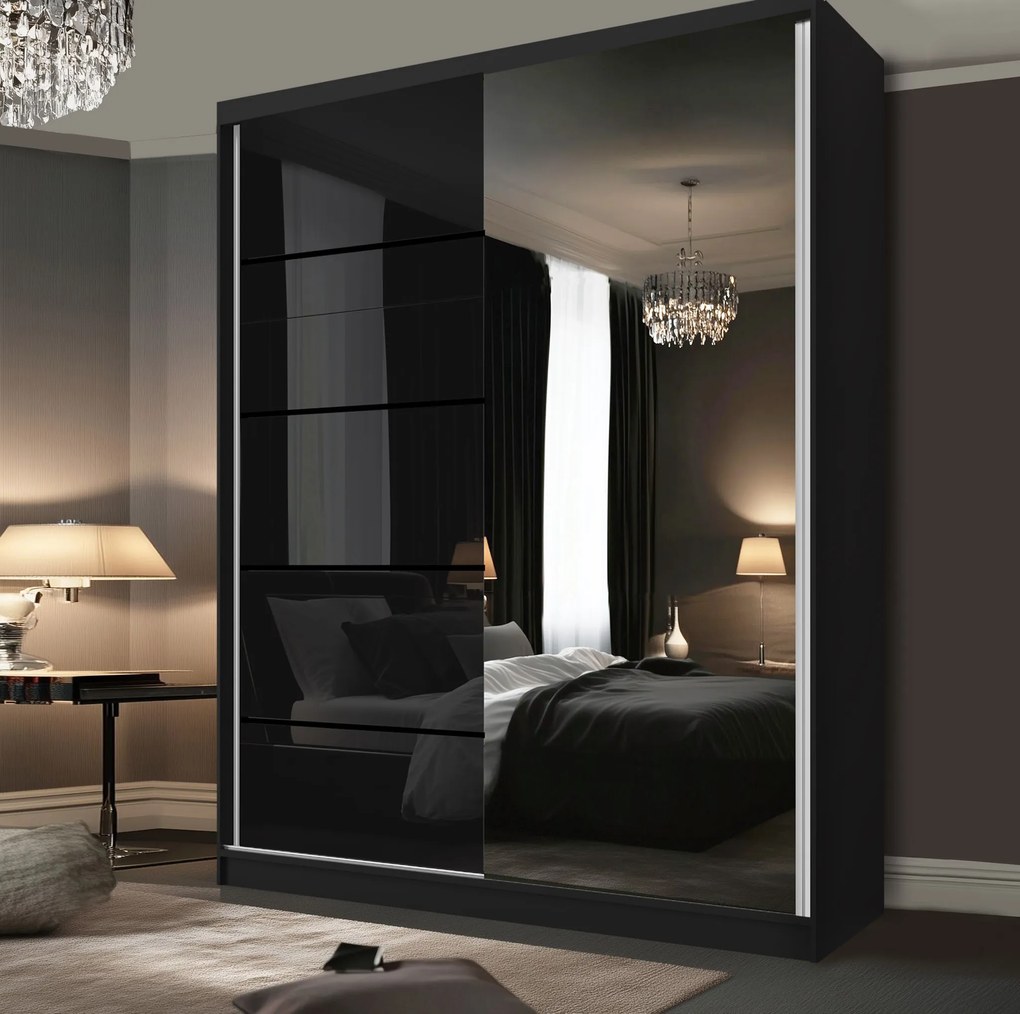 Šatníková skriňa SERENITY 158 cm čierny lesk MGB SERENITY SZP7/0/B/B/0/HIAL